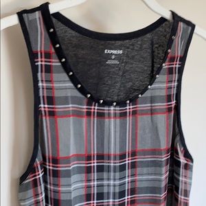 Express sheer plaid tank